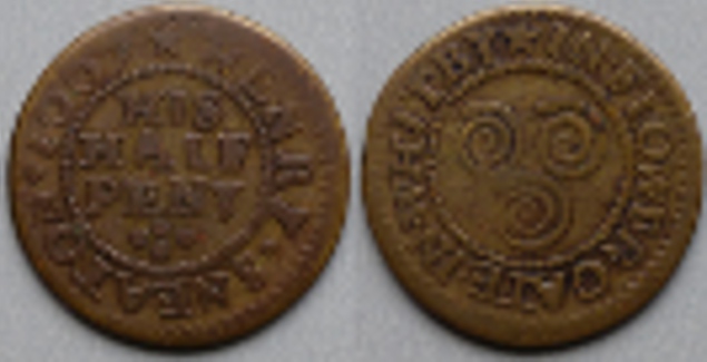 Whitby, Flower Gate, Henry Sneaton 1667 halfpenny